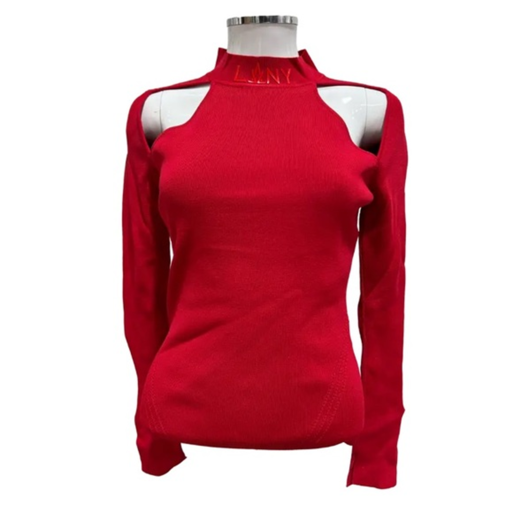 LALA Anthony Vibrant Red Cut-Out Women's Blouse